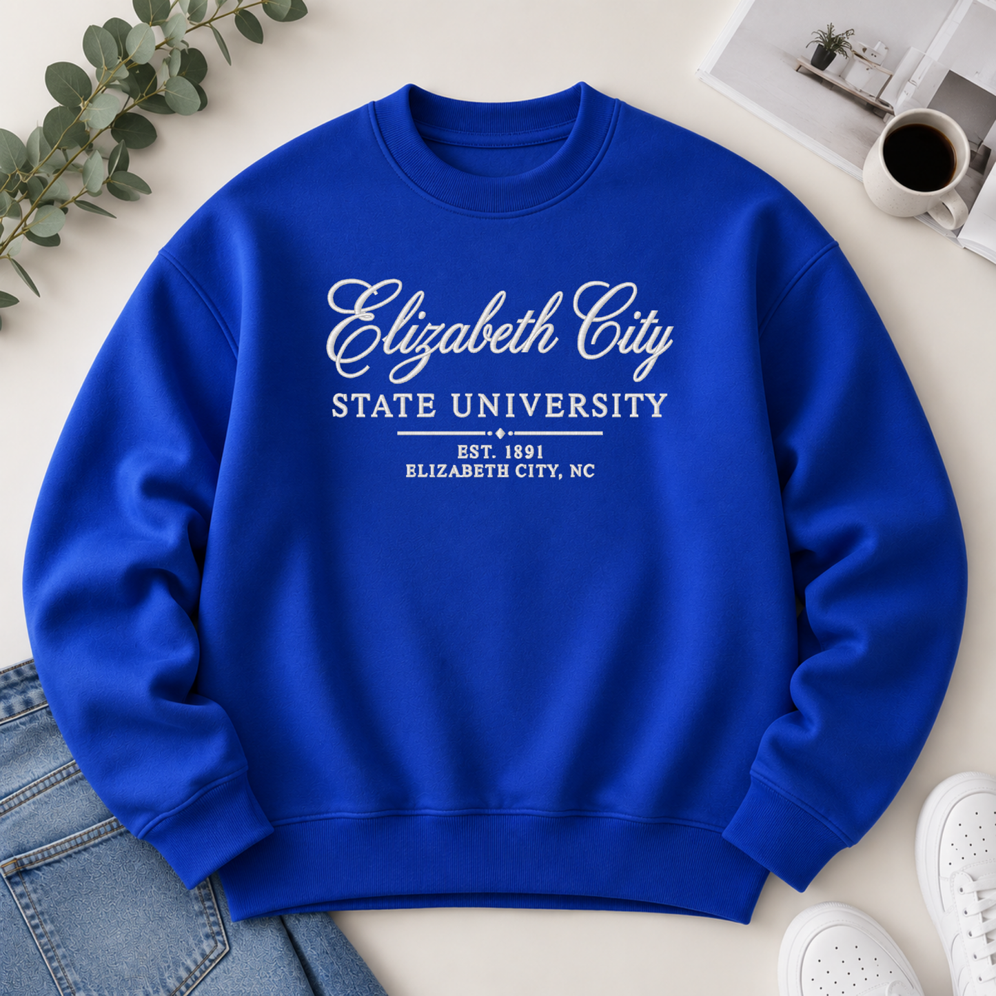 ECSU Script Embroidered Sweatshirt
