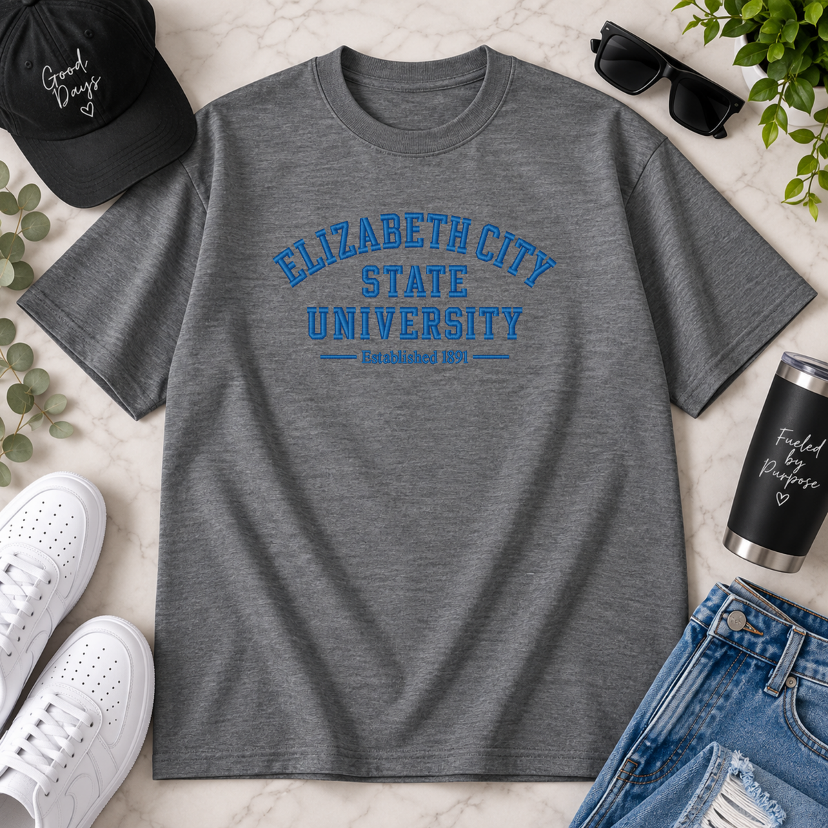 Arched ECSU Embroidered T-Shirt