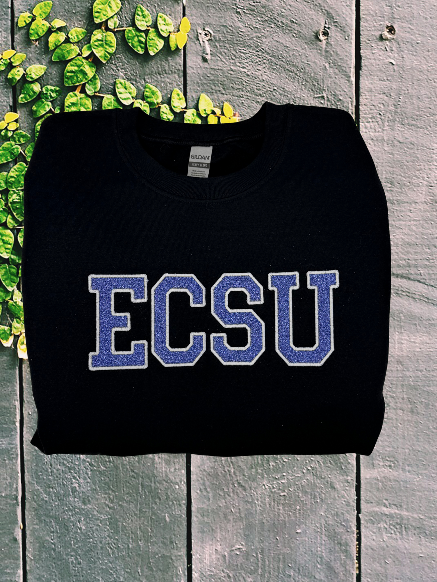 ECSU Blue Glitter Embroidered Sweatshirt