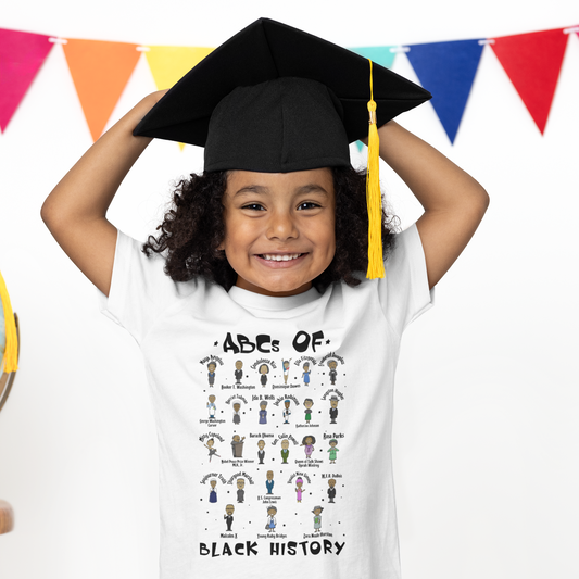 Black History T-Shirt, Black History Month Shirt, ABCs of Black History Tee, Black Empowerment Shirt, African American History Shirt
Secondary Keywords: Youth Black History Shirt, Adult Black History Tee, Educational Black History Apparel, Civil Rights Shirt, Black History Graphic Tee