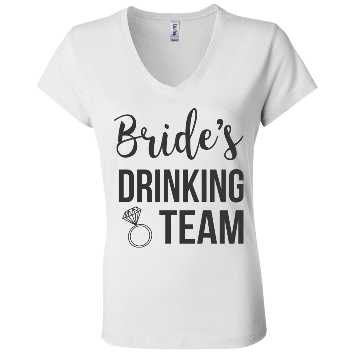 Bride's Drinking Team (Black) V-Neck T-Shirt