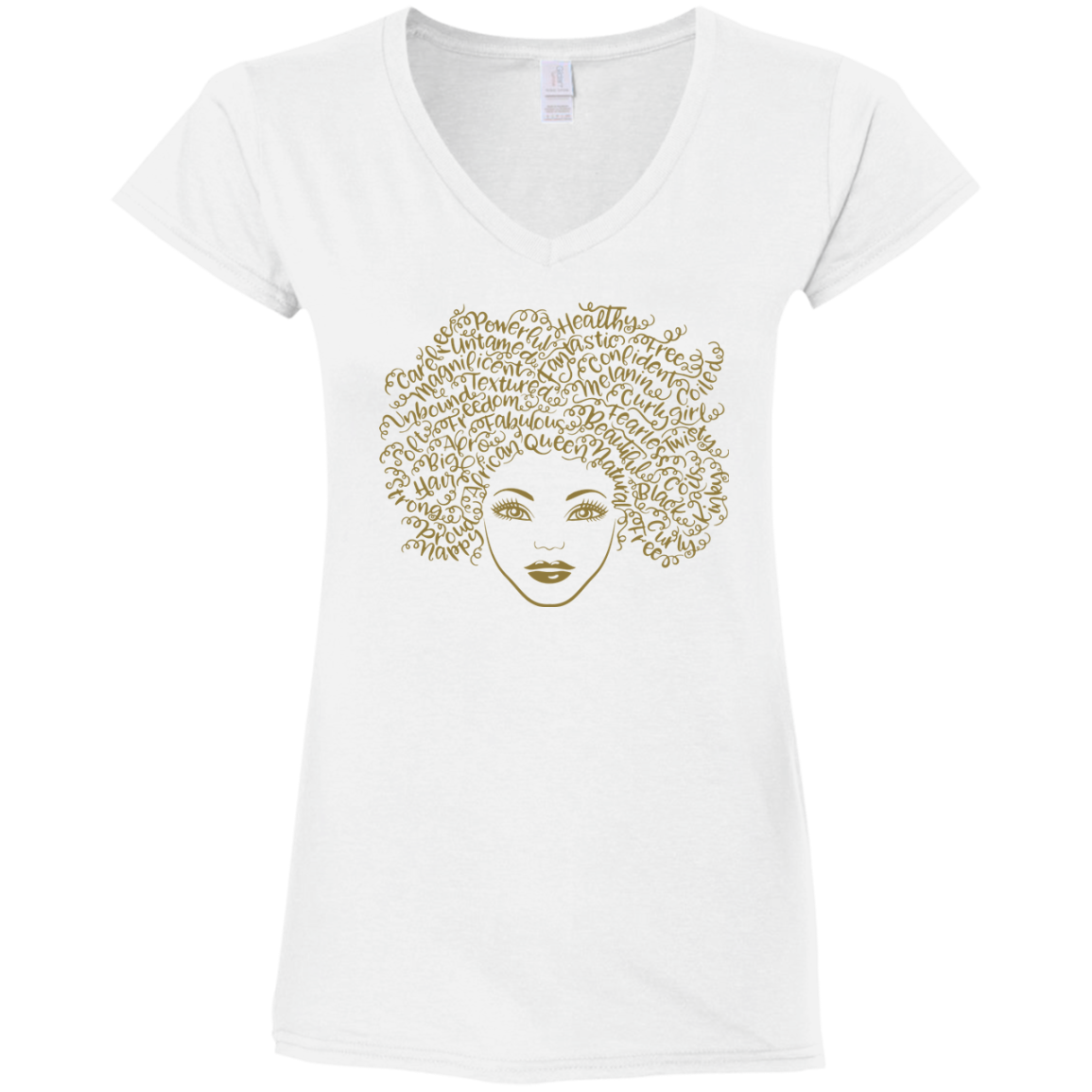 Curly Hair Ladies V-Neck T-Shirt