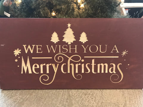 We Wish You A Merry Christmas Carved Wood Sign