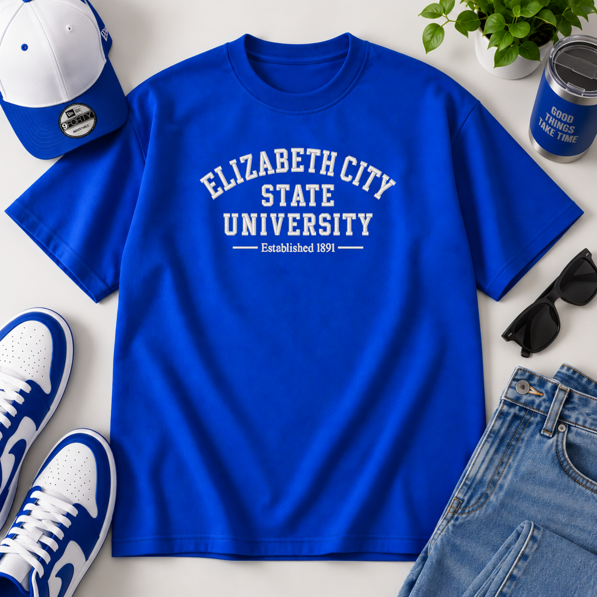 Arched ECSU Embroidered T-Shirt