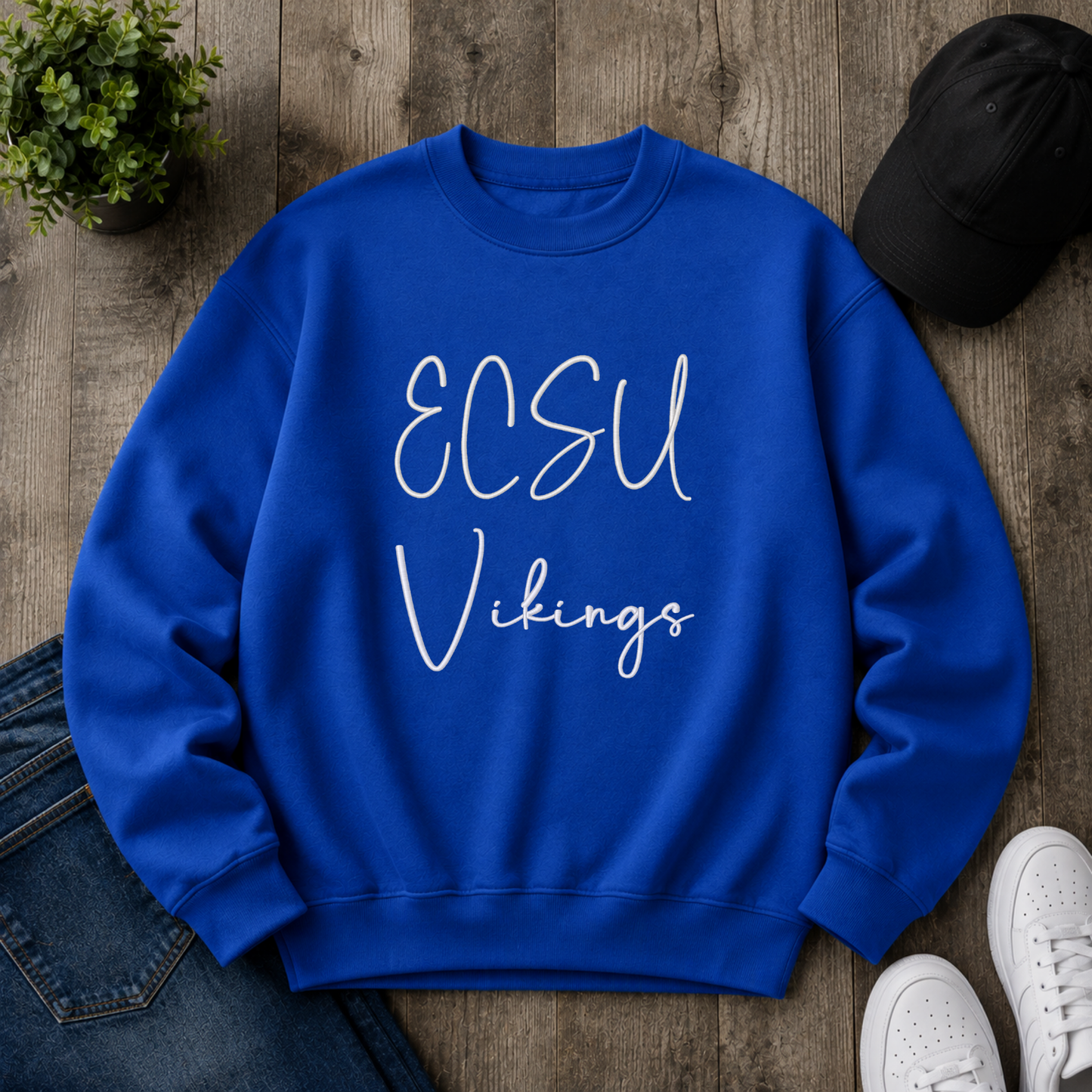 ECSU Vikings Puff Embroidered Sweatshirt