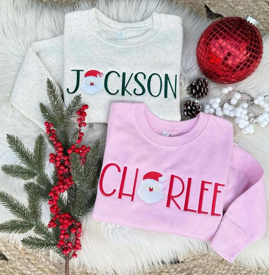 Custom Name Santa Embroidered Sweatshirt