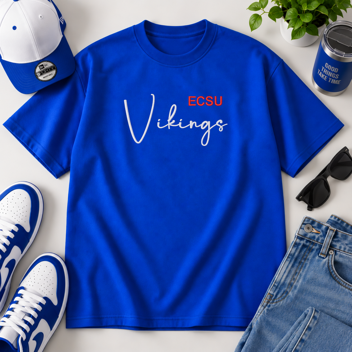 ECSU Vikings Puff Embroidered T-Shirt