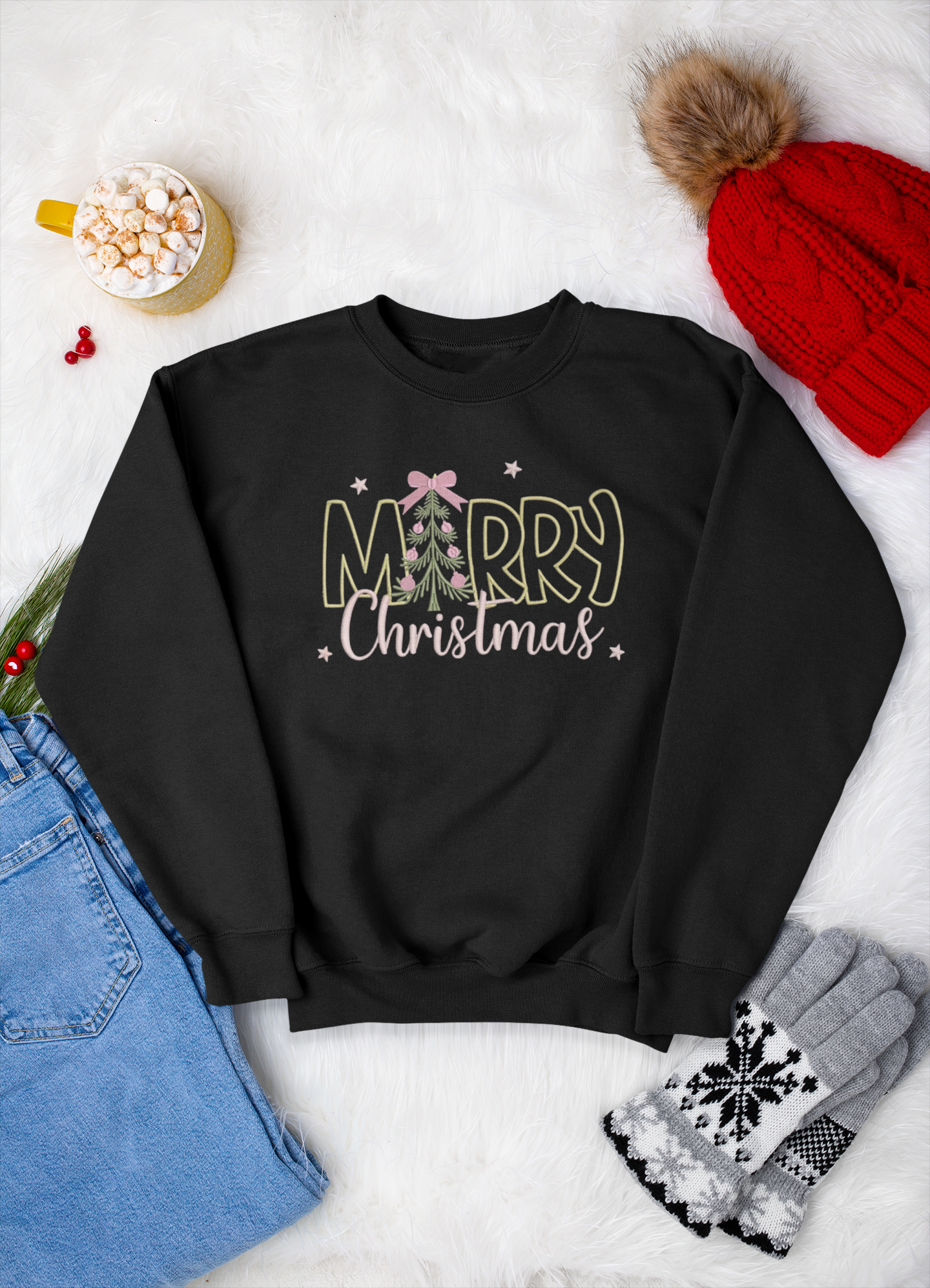 Merry Christmas Embroidered Sweatshirt
