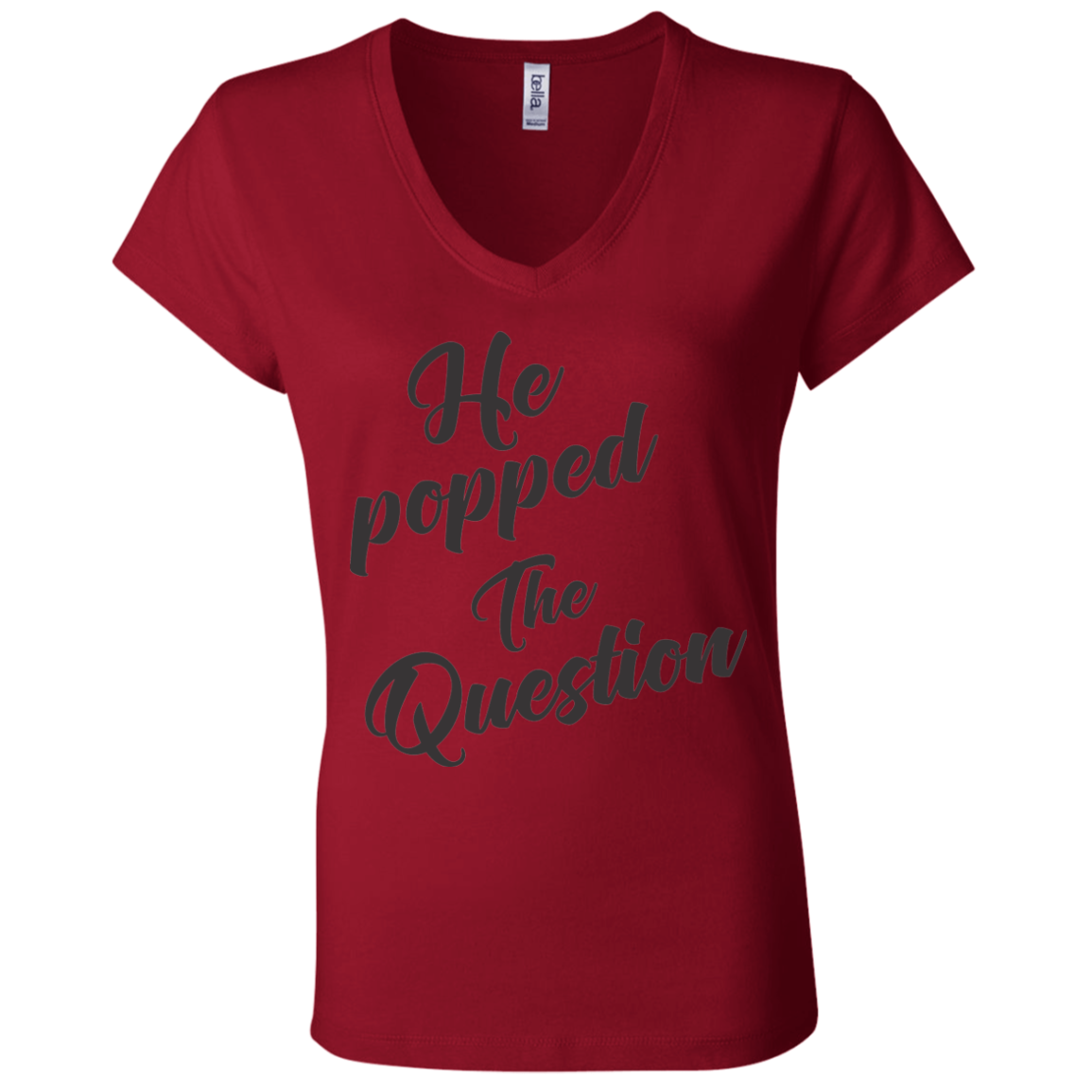 He Popped The Question (Black) V-Neck T-Shirt