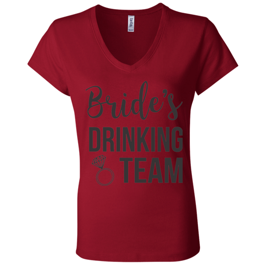 Bride's Drinking Team (Black) V-Neck T-Shirt